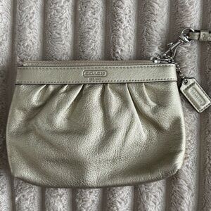 COACH Metallic Gold Leather Wristlet Pouch